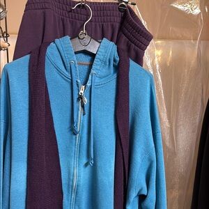 Blue Hoodie with Purple Sweatpants